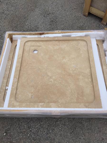 Bac à douche pierre Paris, Montpellier 90x90x5cm ou 120x90x5cm en TRAVERTIN