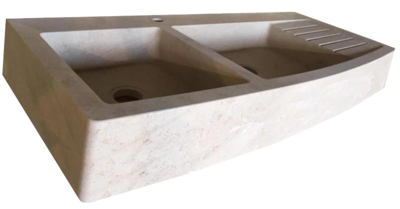 Éviers timbre d'office en pierre naturelle 2 bacs pour cuisine
