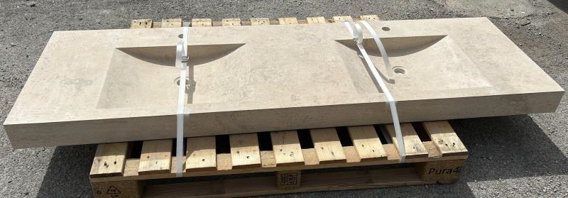 Double Vasque en Travertin pierre naturelle à Combiers 34 entre Béziers et Narbonne