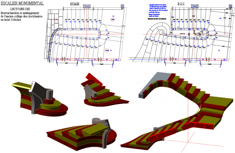 Escalier intérieur en pierre naturelle de Dordogne à Bordeaux